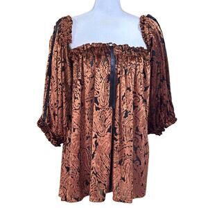 Burnout velvet top, black/brown, Renaissance, ethereal, mystical, romantic